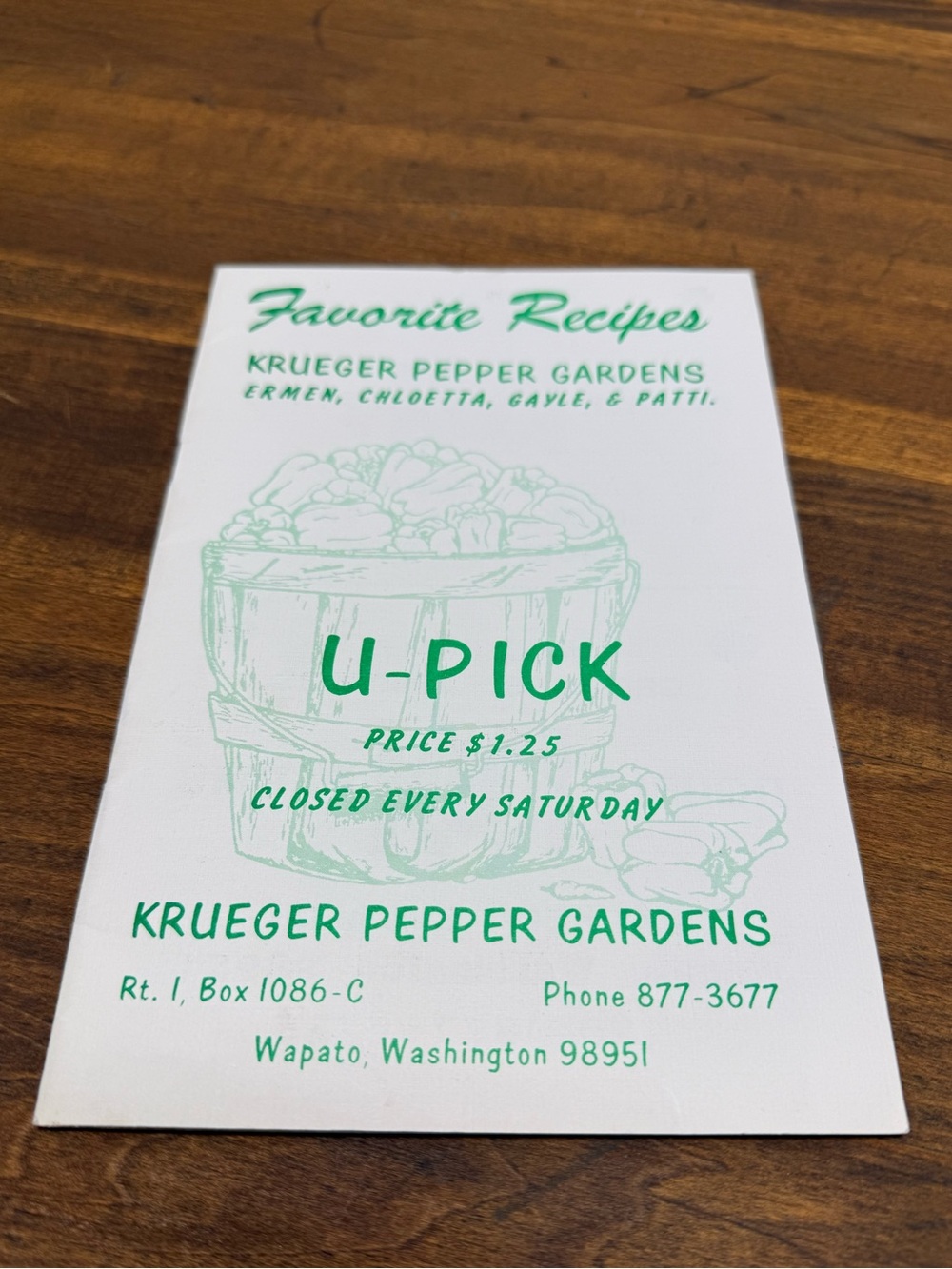 Favorite Recipes
KRUEGER PEPPER GARDENS
ERMEN, CHLOETTA, GAYLE, & PATTI.